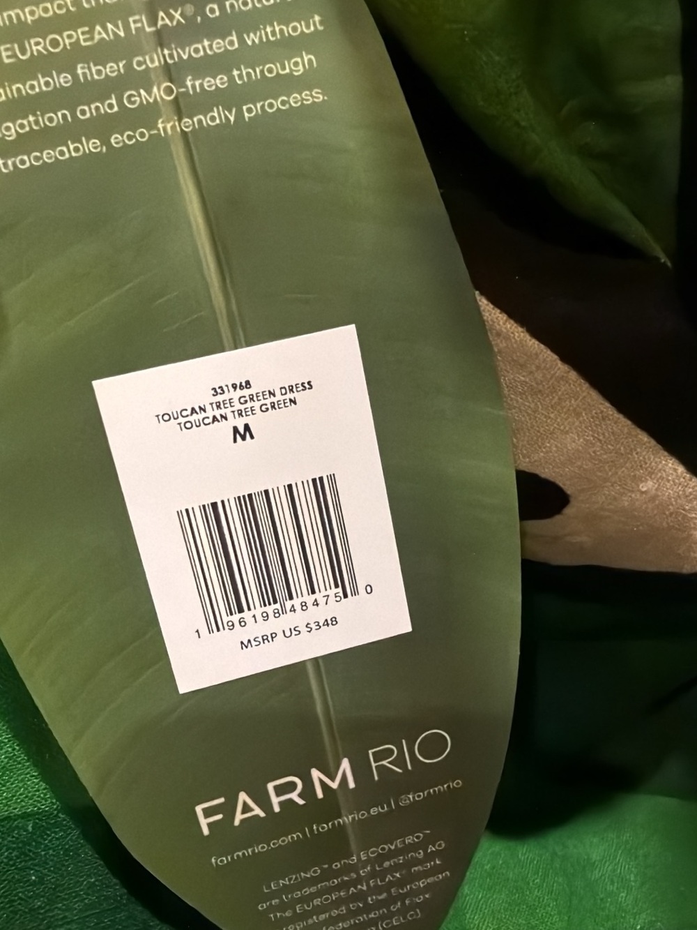 FARM Rio Toucan Tree Green & Orange Fan-Print Twist Halter Maxi Dress. Med. NWT - Picture 3 of 5